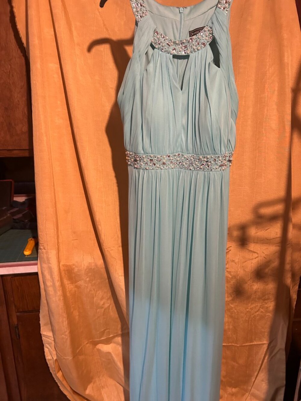 Jessica Howard formal dress mint green sleeveless long formal dress w pleate - Picture 2 of 5